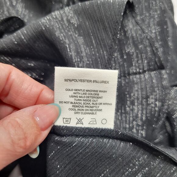 Rumored Tango Tank Top Black Shimmer  Ruffle Flounce Spaghetti Strap Medium - Picture 9 of 9